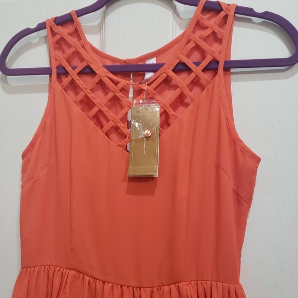 Alya Francesca's Womens Dress Coral Lattice High Low NWT Size S Small Spring - Picture 3 of 9